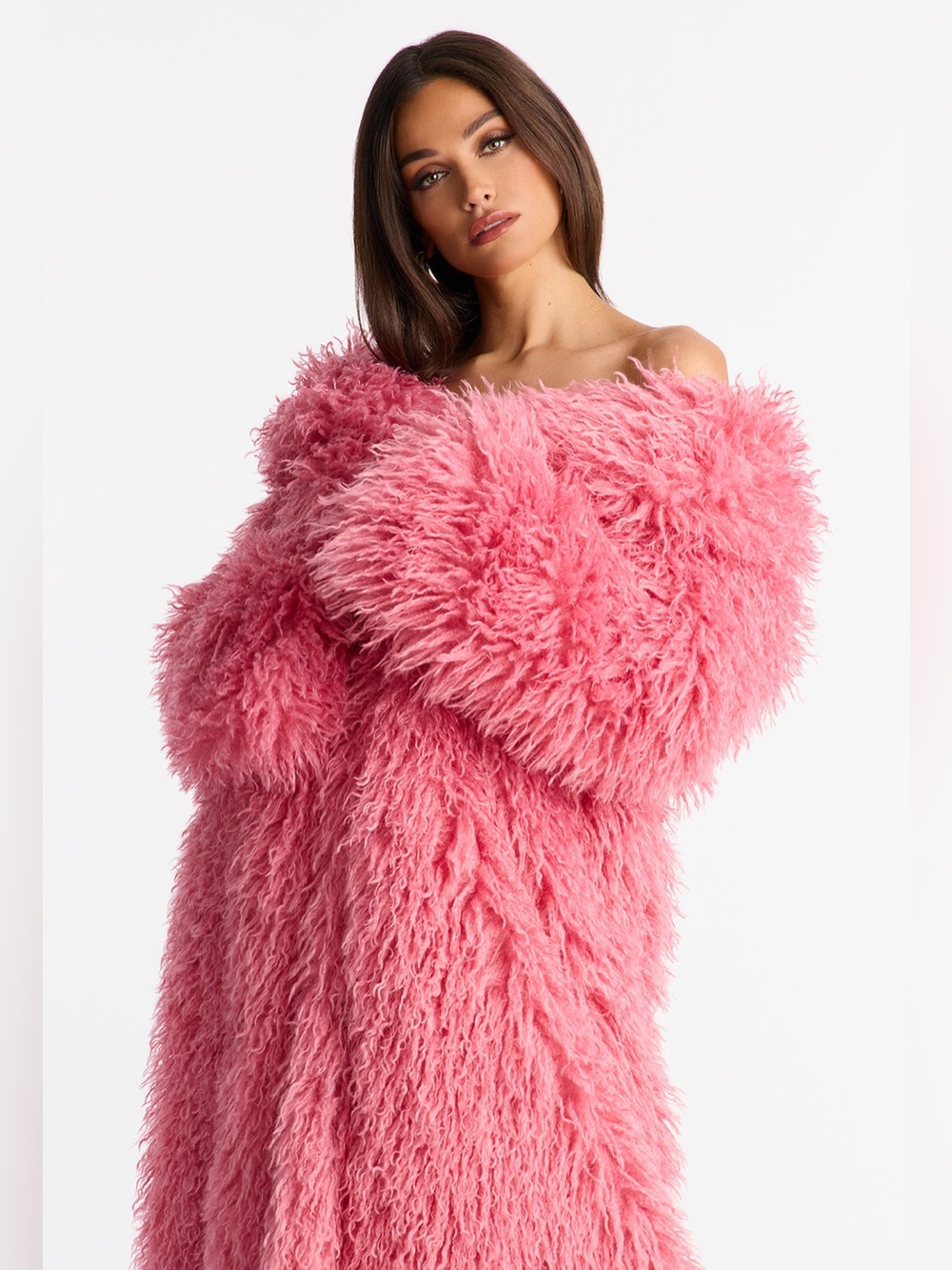 NWT Fashion Nova Pink Faux Fur Long Coat 3X - Picture 3 of 9